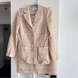 Vintage Cream Tweed Jacket and Skirt Set